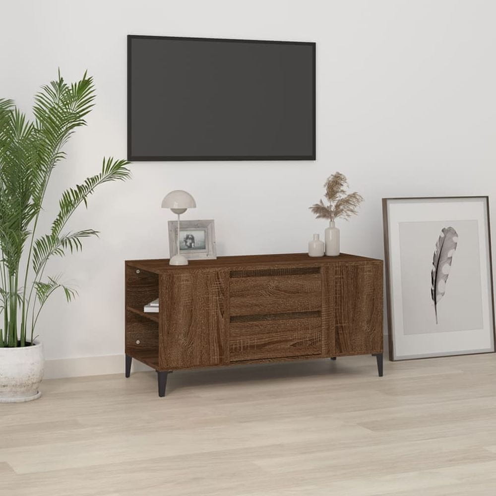 shumee TV skrinka hnedý dub 102x44,5x50 cm spracované drevo